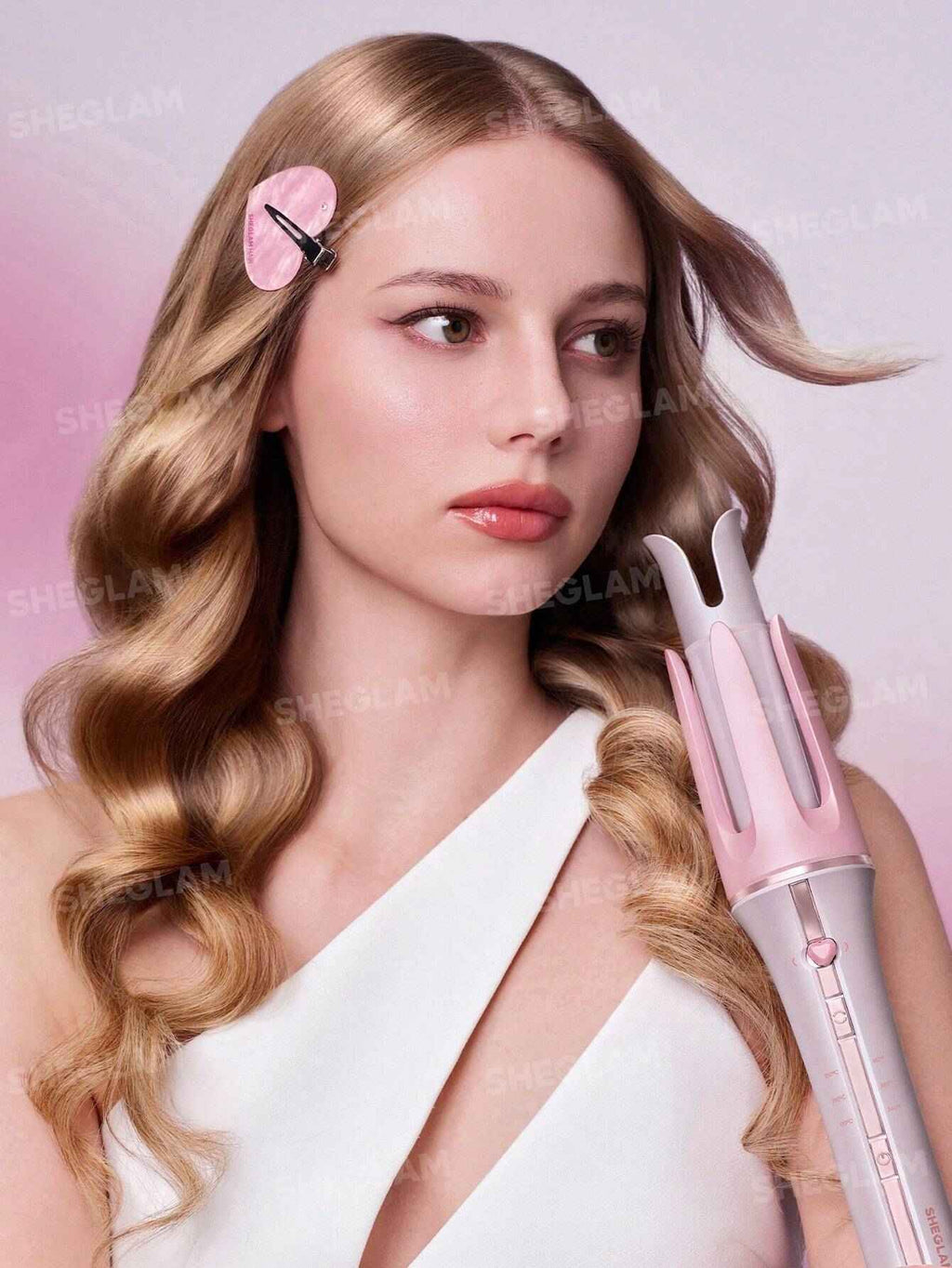 SHEGLAM Cupid’s Charm Automatic Hair Curler 32mm – Baby Pink (EU Plug) | Original in Pakistan
